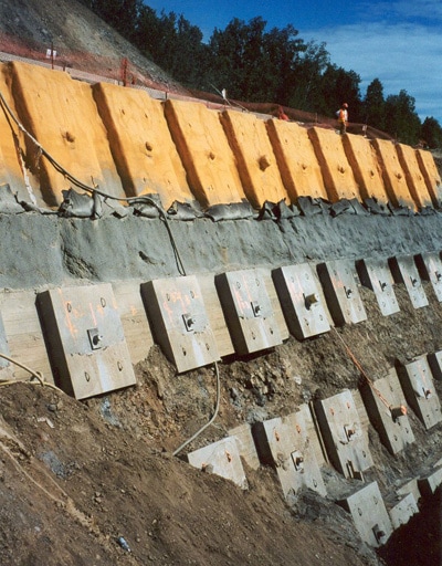Ground Anchor Wall During Construction 